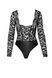 Боді Noir Handmade F296 Psyche, XL, мереживо, довгий рукав, низ під латекс, з доступом SX0216 фото 6