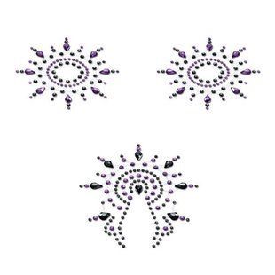 Пестіс з кристалів Petits Joujoux Gloria set of 3 - Black/Purple, прикраса на груди та вульву SO3129 фото