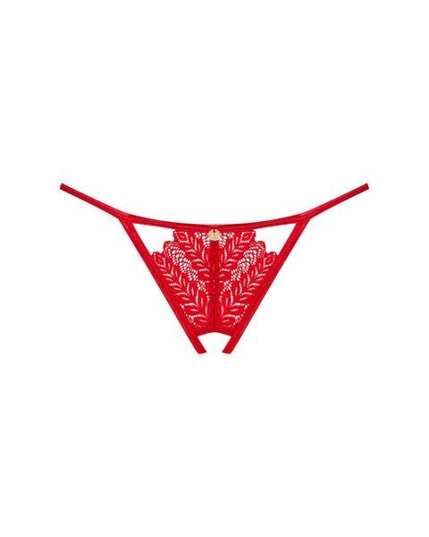 Трусики з доступом Obsessive Ingridia crotchless thong M/L, червоні SO9044 фото