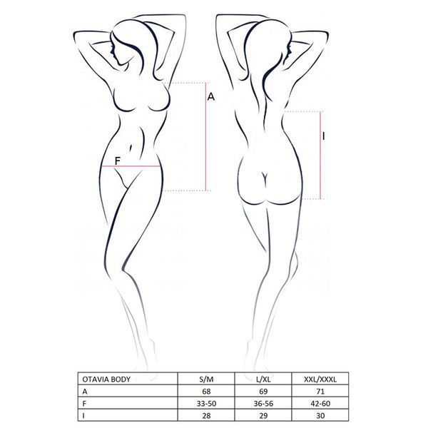 Боді монокіні з глибоким декольте Passion OTAVIA BODY S/M, black EL15702 фото