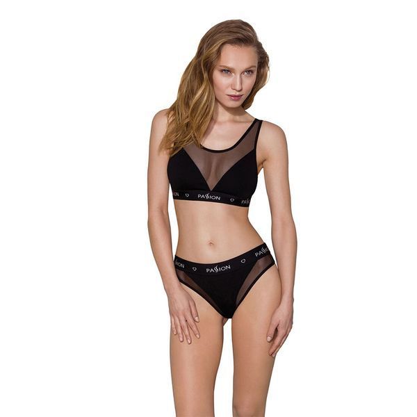 Топ з прозорою вставкою Passion PS002 TOP XL, black SO4202 фото