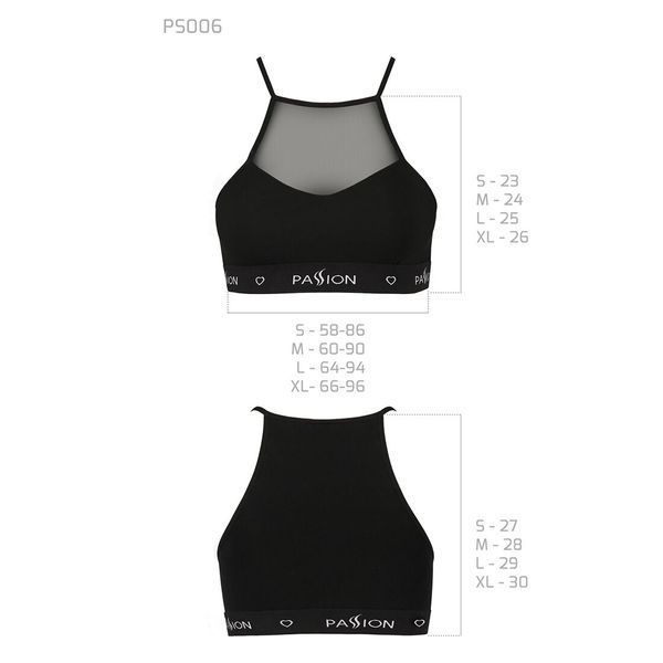 Спортивний топ з прозорою вставкою Passion PS006 TOP M, black SO4240 фото