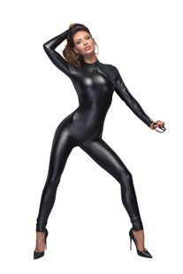 Комбінезон Noir Handmade F162 Powerwetlook overall with leash and two-way zipper, 3XL, мокрий ефект SX0046 фото