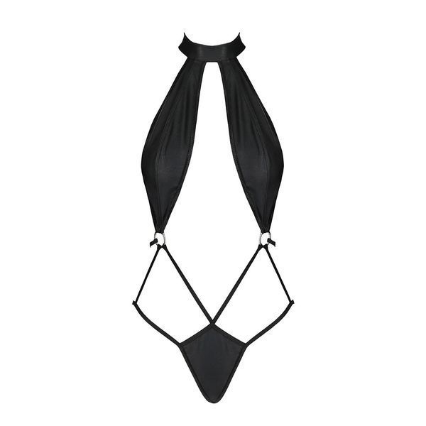 Боді-халтер з екошкіри Passion JANNIES BODY XXL/XXXL black SO8444 фото